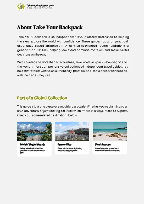 example page 1 from our offline Travel Guide for United States Virgin Islands